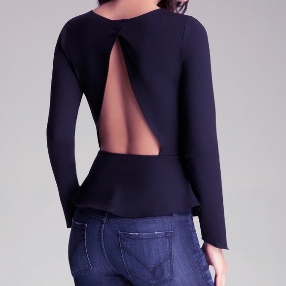 bebe Tops - Bebe open back peplum black long sleeve top small